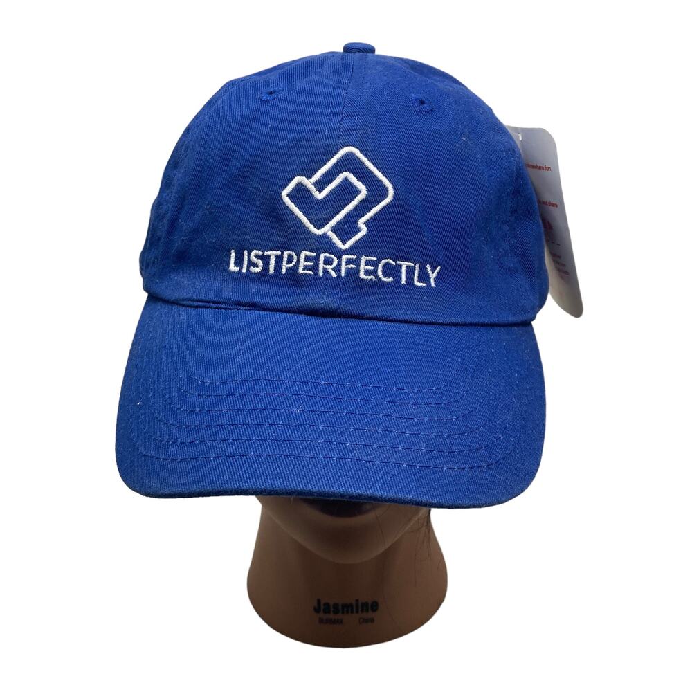 List Perfectly Baseball Hat One Size Blue Spellout Adjustable